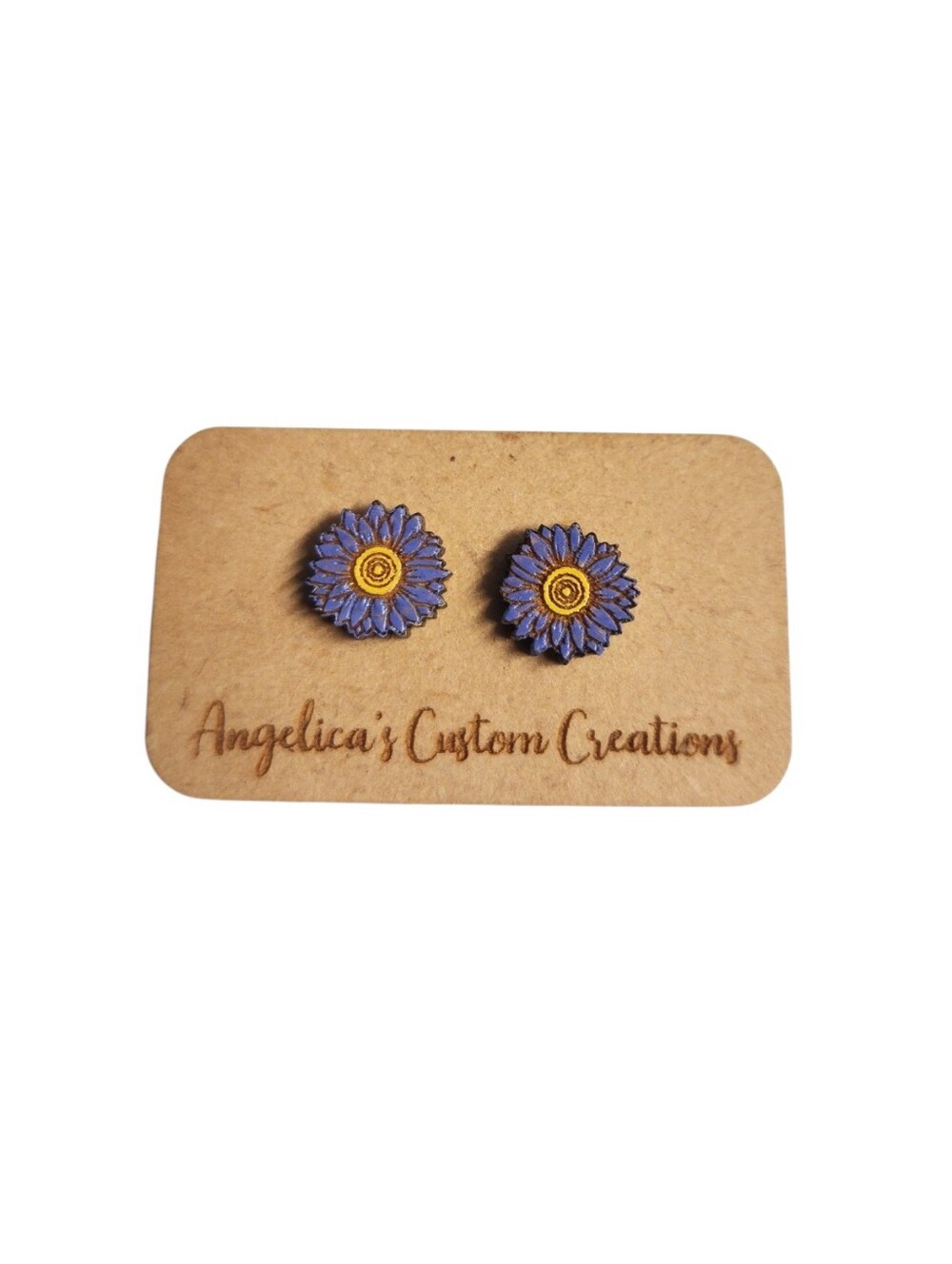 Lavender Meadow Minis Wood Stud Earrings